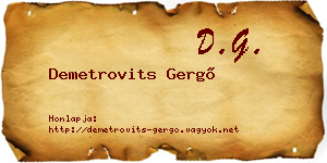 Demetrovits Gergő névjegykártya