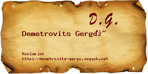 Demetrovits Gergő névjegykártya